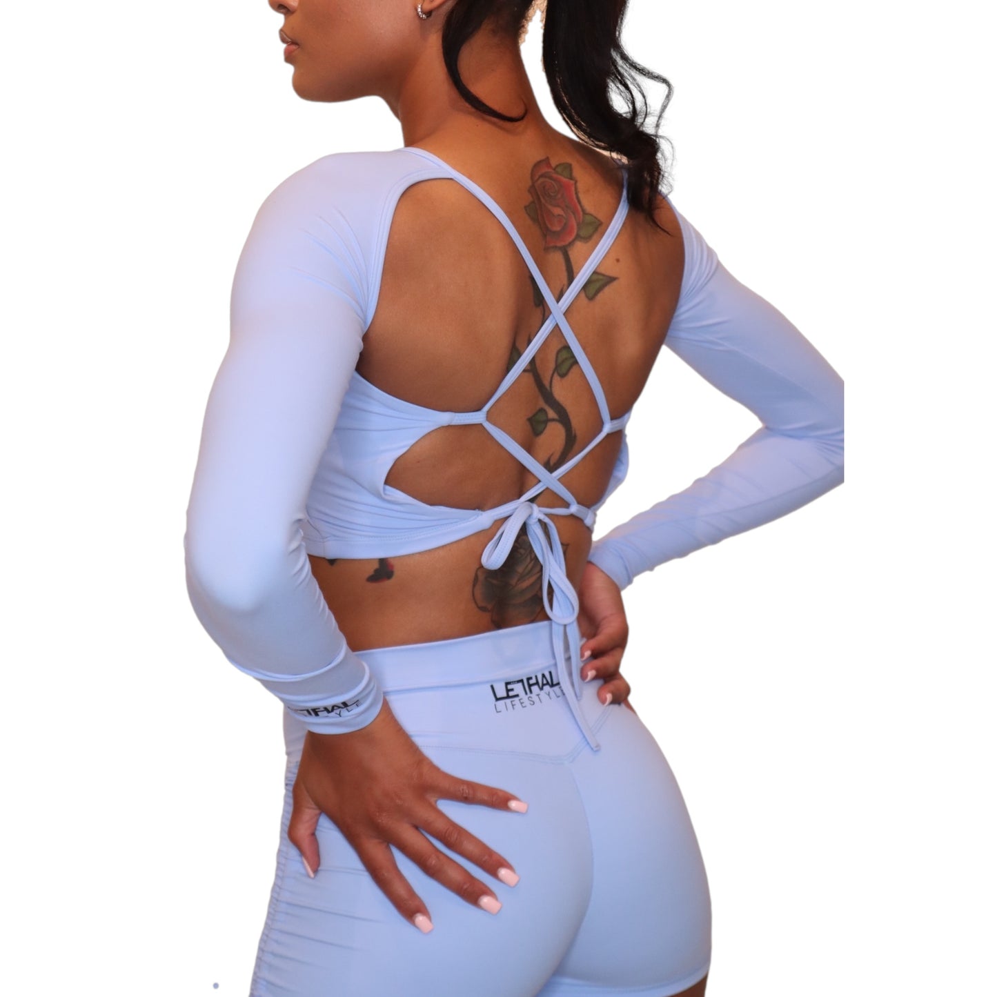 Long Sleeve Backless Crop